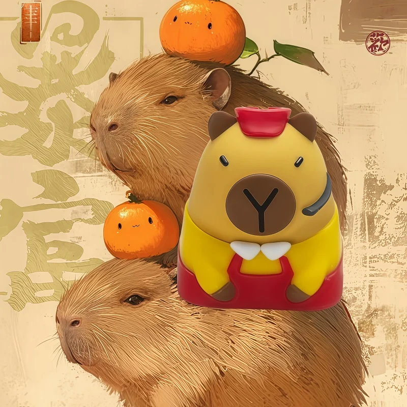 Capibala Original-Tastenkappe, niedlich, durchscheinend, kreatives Harzmaterial, individuelles Geschenk, geschichteter Tropfkleber, Kreuzachsenloch, ESC-Position