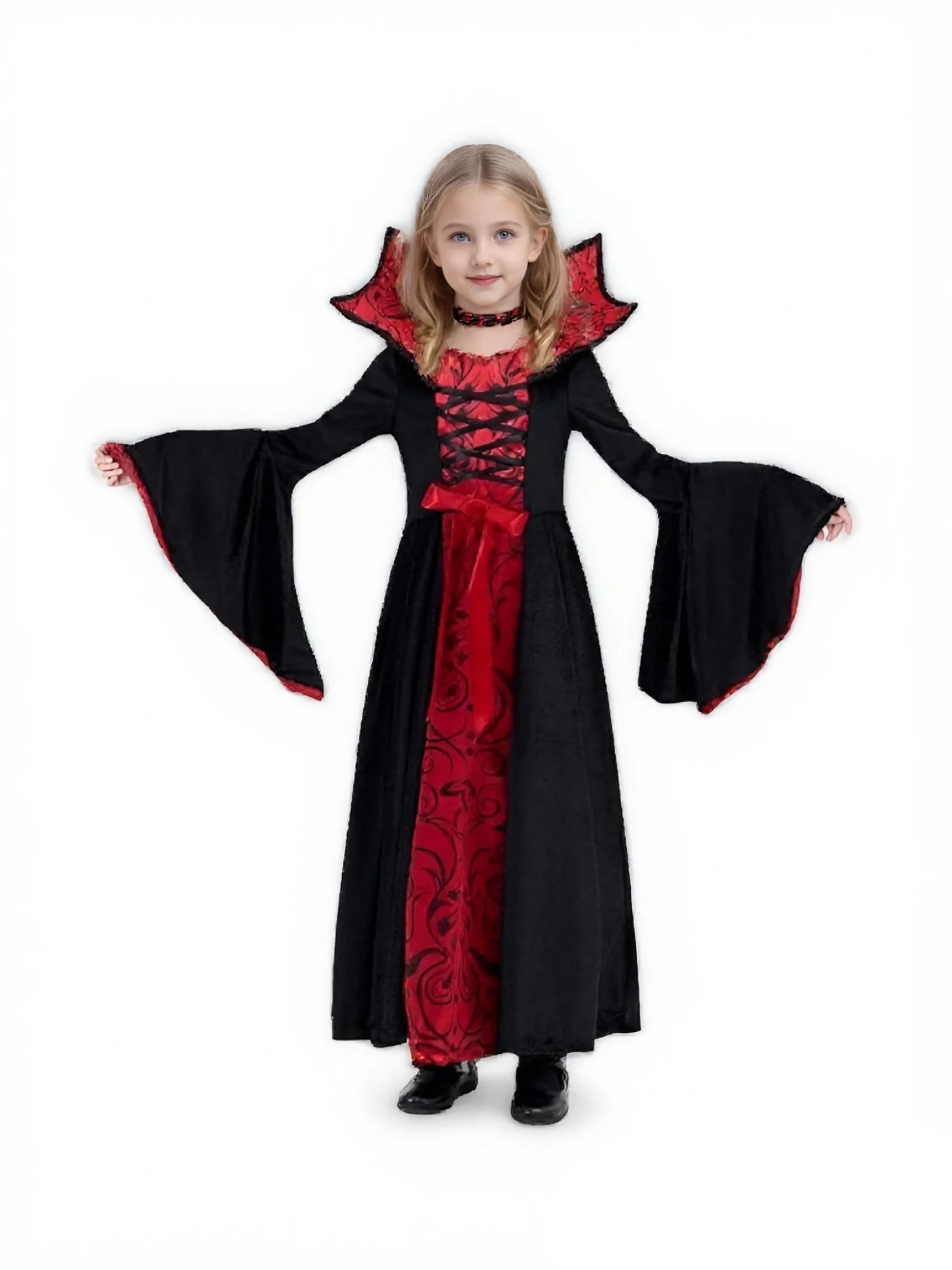 

Halloween Vampire Costume Witch Performance Costume Stand Up Cos Collar Demon Role-playing Costume Makeup Ball Party Cosplay Set