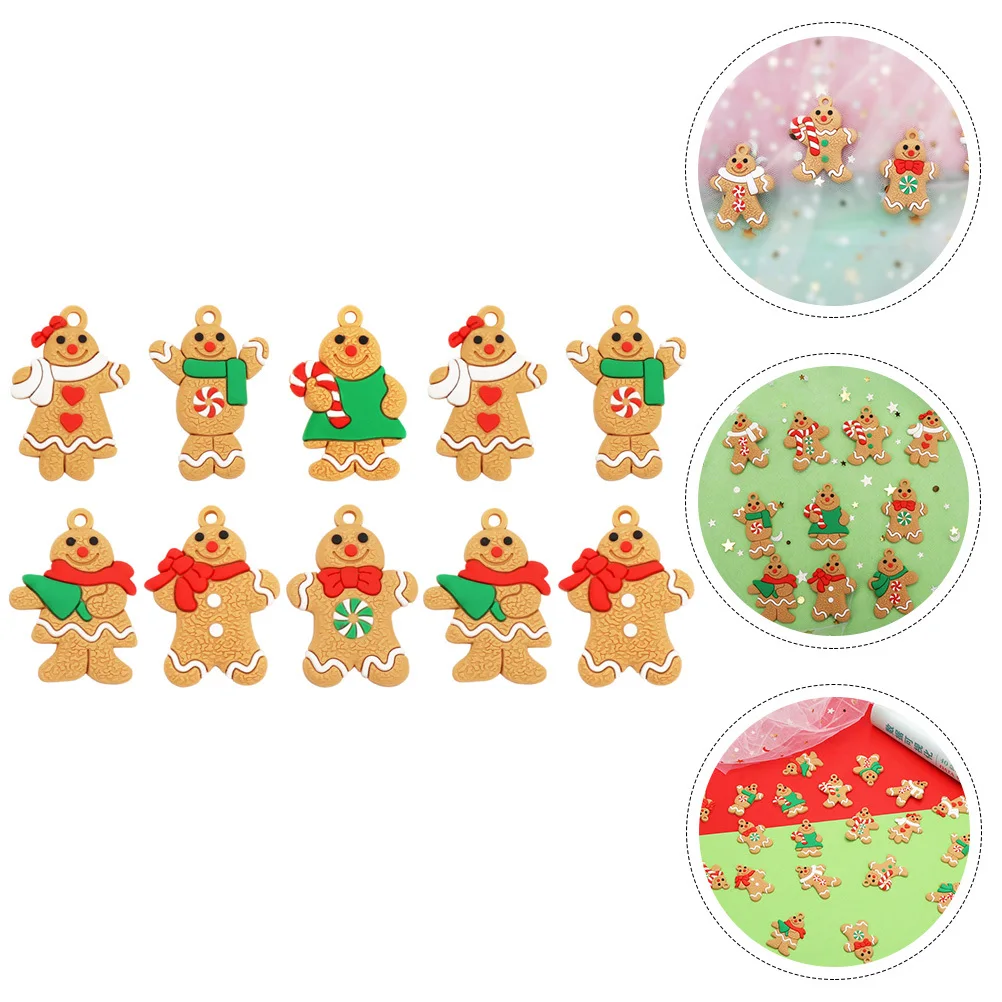 

10Pcs Christmas Gingerbread Pendant Hanging Ornament for Tree Door Wreath Fireplace Party Decor Festive Home Display
