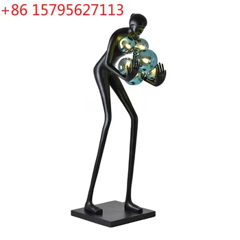 Abstract humanoid sculpture floor lamp ornament living room staircase, beauty salon hotel lobby, decoration
