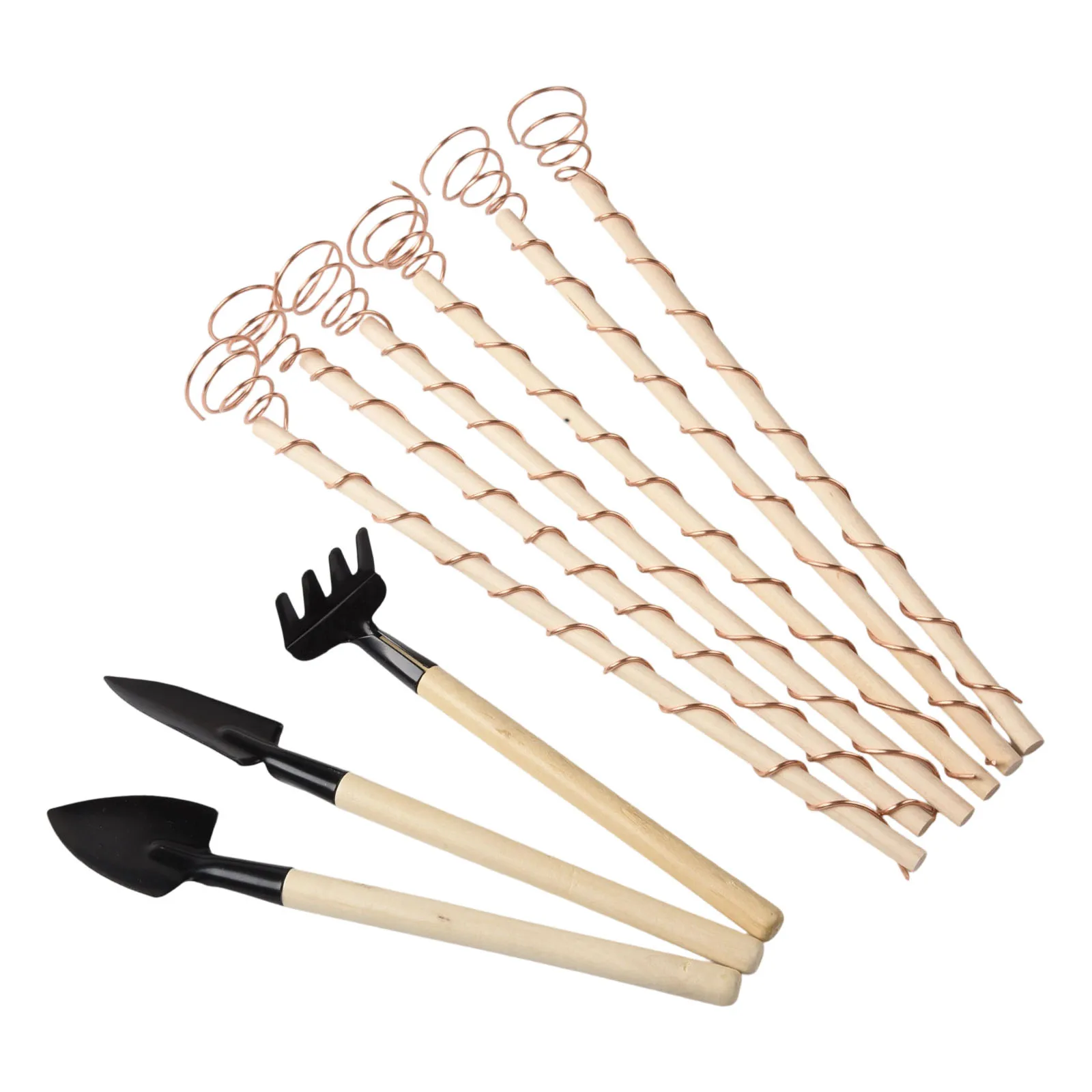6pcs Pure Copper Stakes for Plant Support with 3 Garden Tools to Assist in Soil Conditioning and Growth Optimization