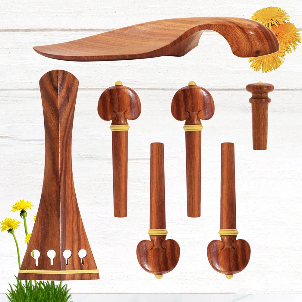 

Kit Violin Accessories Chin Rest and Pegs Ebony Bamboo Wooden Tailpiece with Fine Tuners