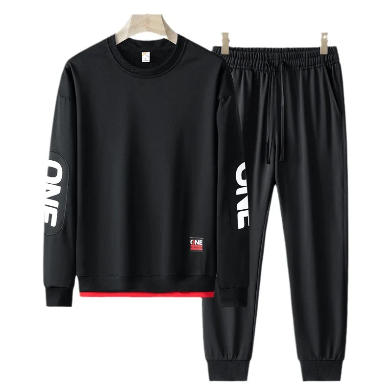 2024 Autumn New Men Long Sets Hip Hop Fashion Tracksuit Sweatshirt and Joggers Two Piece Set Men Patchwork Streetwear Outfit Set