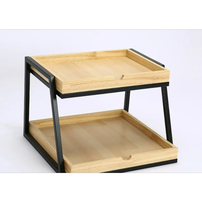 Two-layer pine iron rack cake bakery supermarket fresh fruit dried fruit rack