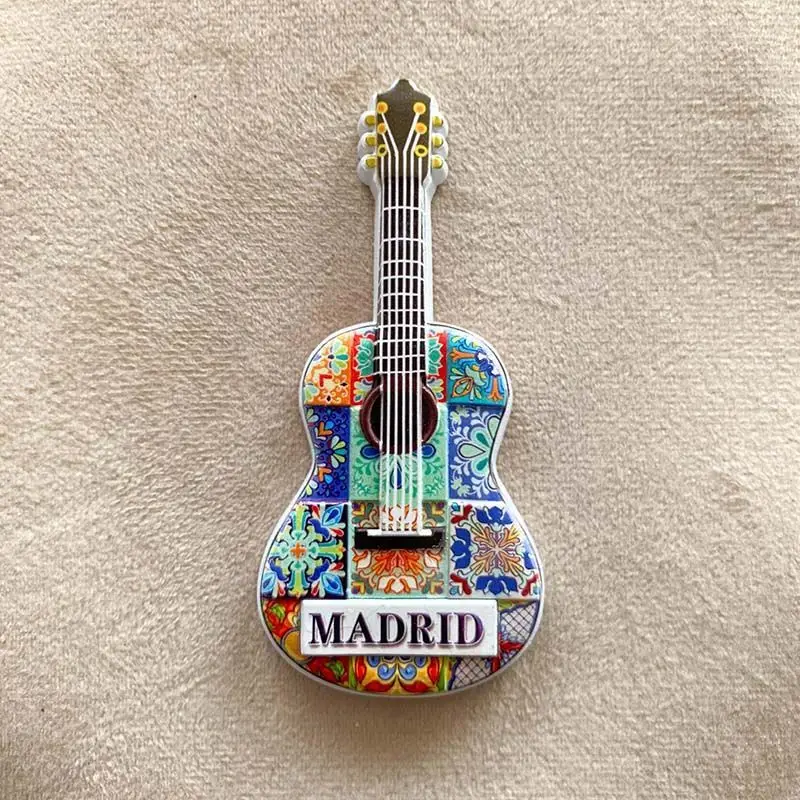 

Madrid, Spain Europe Colorful Guitar Pattern Fridge Magnets, Cute Refrigerator Magnets for Home Decor, Room Decoration