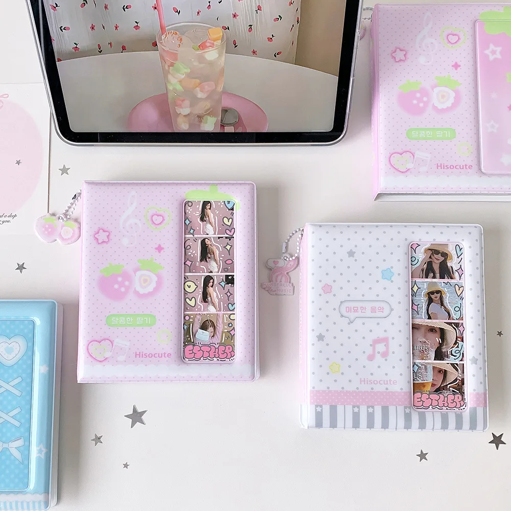 Kawaii Pocket Photocard Album 3 Inch Kpop Photocard Binder Collect Book Strawberry Wing Pattern Photo Holder Pendant Keychain view 5