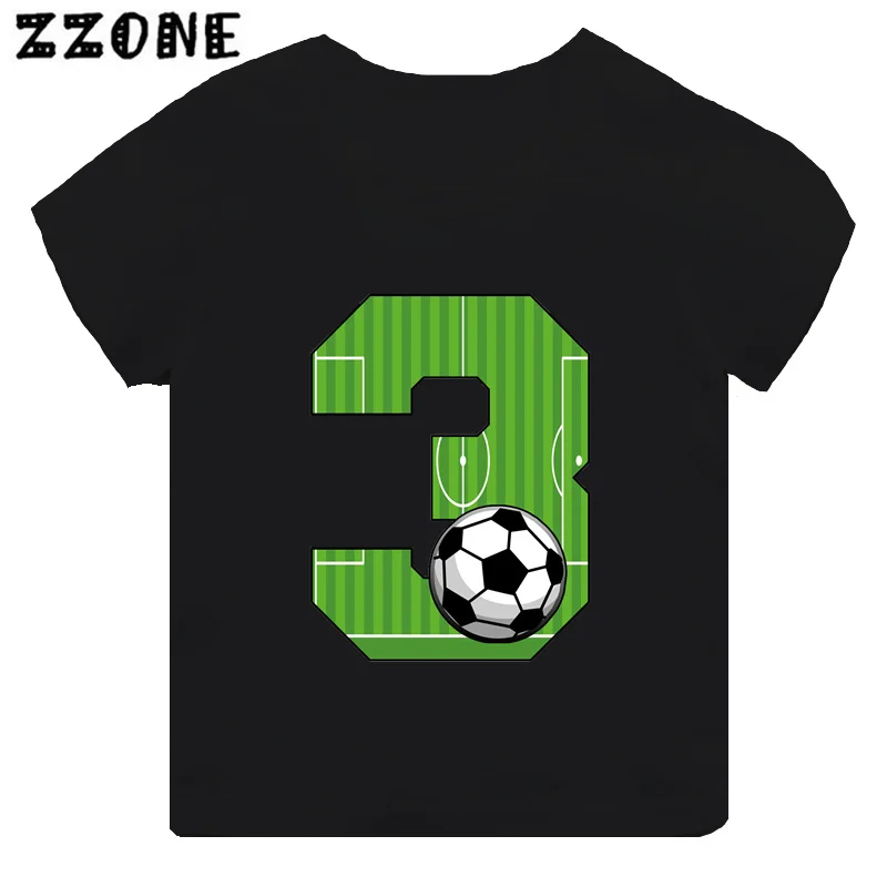 Football Number Bow Print Funny Boys Clothes 1 2 3 4 5 6 7 8 9 Years Birthday Soccer Cartoon Kids T shirt Baby Girls T-Shirts