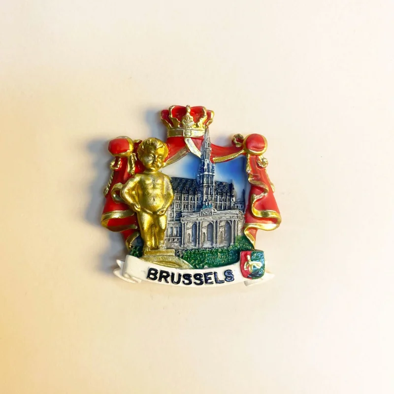 Belgian Brussels landmark building 3D peeing boy tourist decoration souvenir magnetic fridge magnet
