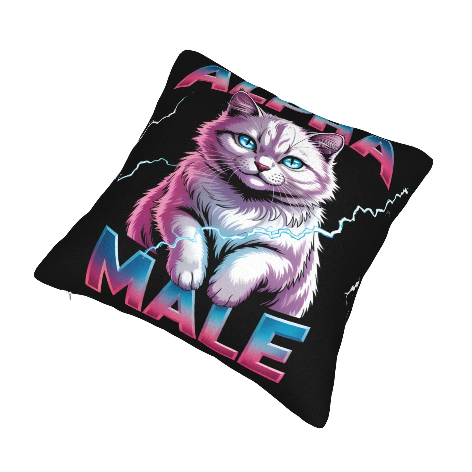 Decorative Pillowcase Alpha Male Cat Kitten Funny  Accessories Car  Throw Pillow Case Cover Square Multiple Sizes