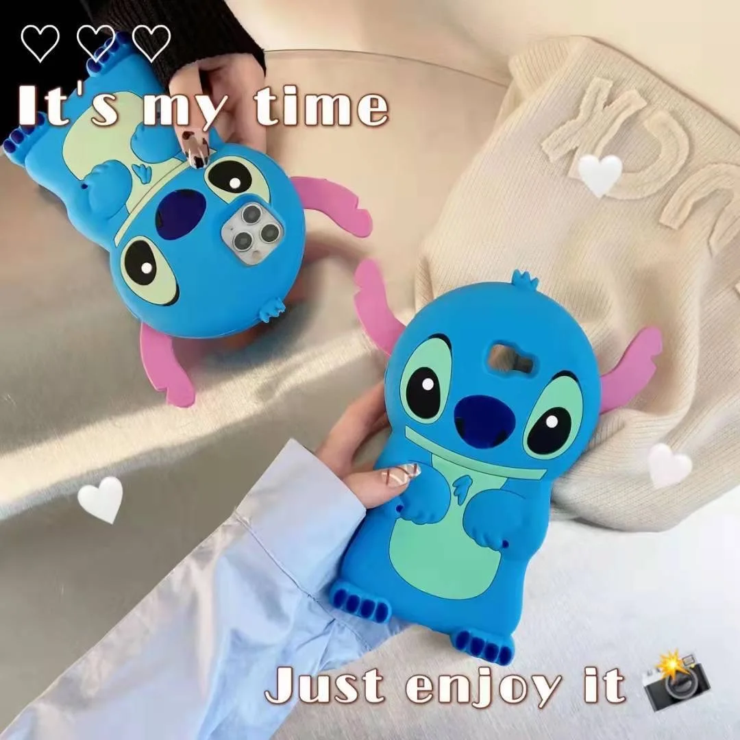 Disney Stitch Three-dimensional Silica gel Phone Case For iPhone 13 12 11 Pro Max X XR XS MAX 7 8Plus Anti-drop Soft Back Cover