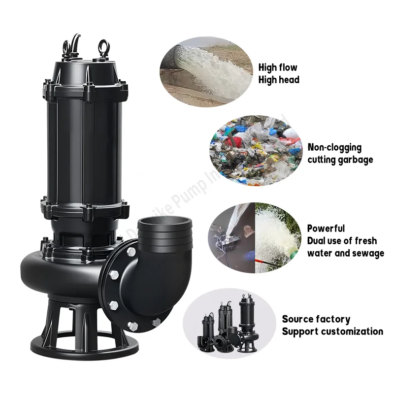 Submersible integrated cutting vertical submersible sewage pump, sewage slurry pump, sewage sludge pump, fecal suction pump