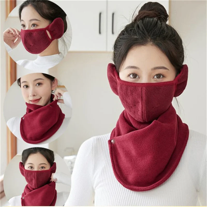 Lamb Fleece Women Scarves Winter Warm Fake Collar Scarf Solid Color Plush Bib Snood Female Windproof Wrap Neck Protection Polar