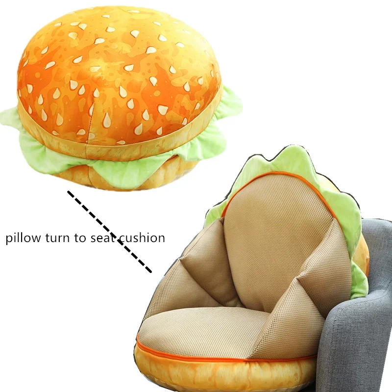 Simualtion Plush Bread Toast Hamburger Pillow Lazy Sofa Turn To Seat Cushion Stuffed Food Toys Home Deco Kids Gifts