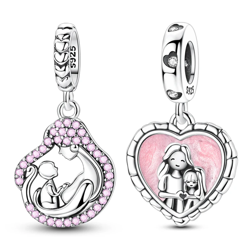 

Fit DIY Original 925 Sterling Silver Parent-Child Charms Beads Sparkling CZ Zircon Dangle For Women Girls Birthday Jewelry Gifts