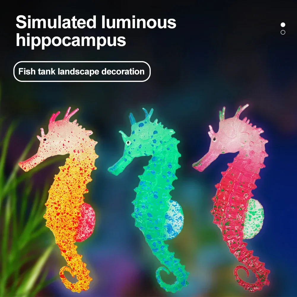 Artificial Glowing Fish Aquarium Decor Fake Hippocampus Float Ornament Simulation Silicone Sea Horse Fish Tank Landscape Decor