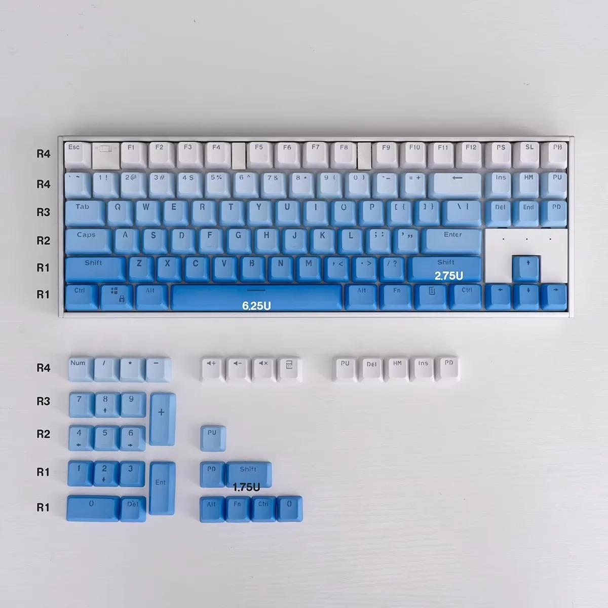 

GMK Sky Blue Gradient Keycaps PBT Dye Subbed OEM 120 Key Caps Cherry Profile Keycap With 2.25U 2.75U 3U 7U Spacebar ISO Enter