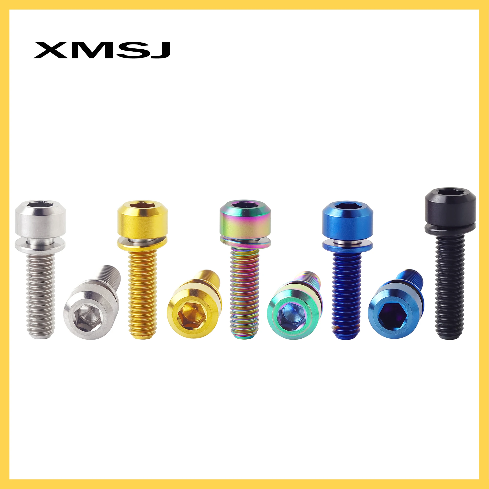 XMSJ Bicycle Handlebar Stem Screw Titanium Bolt With Washer M5*16/18/20mm Bike Stem Screws Seat Post Clamp Fixing Parts