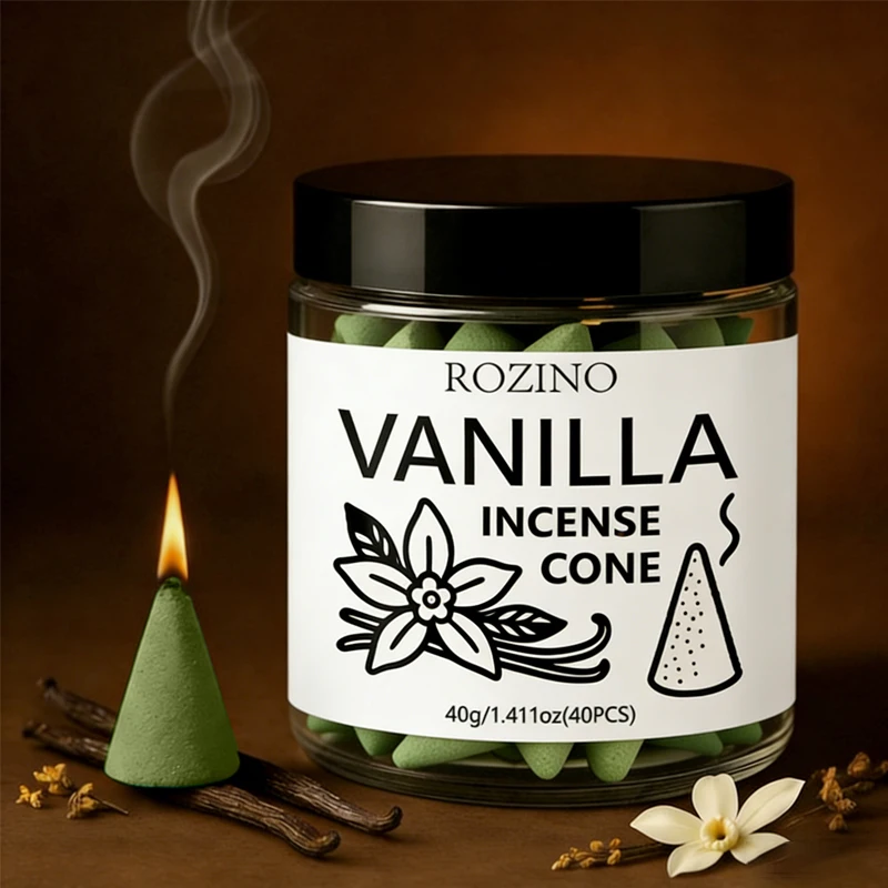 40 premium canned vanilla aromatherapy cones: Sweet and gentle, removes odors, soothes and relaxes, eliminates negative energy, and creates a cozy home atmosphere. Naturally gentle, non-irritating, compact and convenient, burns evenly, suitable for yoga, meditation, home decoration - ideal for housewarming gifts and as an exquisite present for friends and family