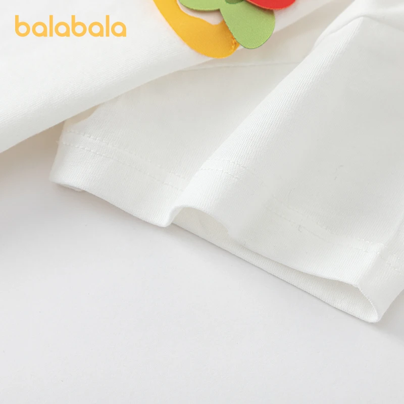 Balabala Baby T-shirt Baby Girls Undershirt Top 2024 Summer New Boys Short Sleeve All Cotton