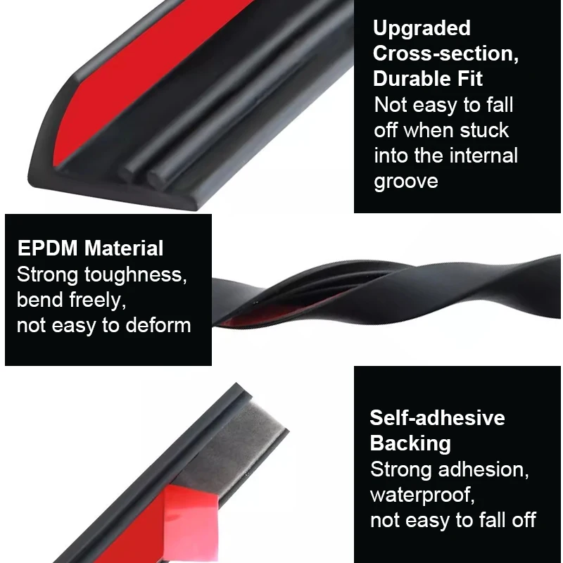 2/4m Car Window Seal Strip Rubber V Shape Auto Car Side Window Lift Gap Filler Soundproof Waterproof Protector Strip