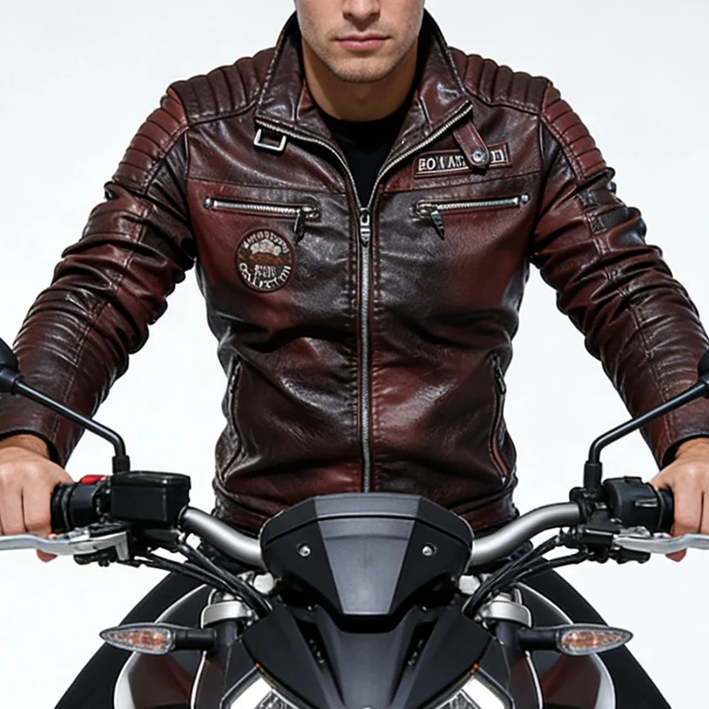 

Leather Jacket Men Brand Clothes Men's Stand Collar Motorcycle Clothes Autumn Spring Big Size Motorcycle Streetwear Outwear Male