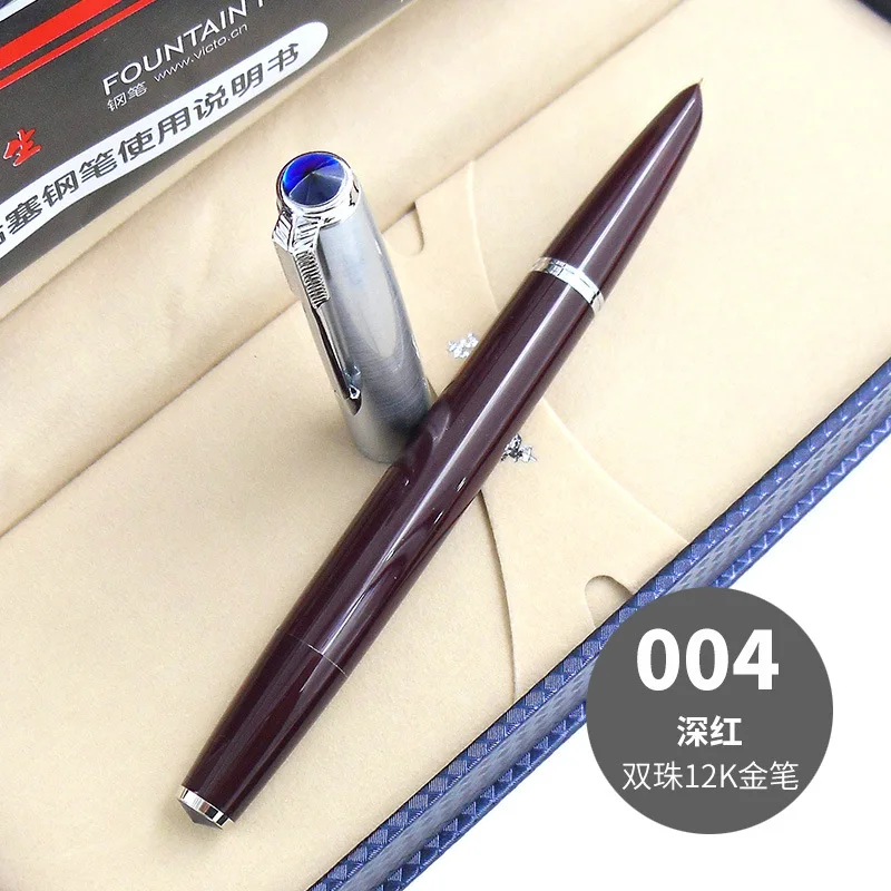 Wingsung 601 Vacuum Piston12K Fountain Pen Hooded Nib F 0.5MM Nib Writing Ink Pen Luxury High End Gift Pen with Box Stationery