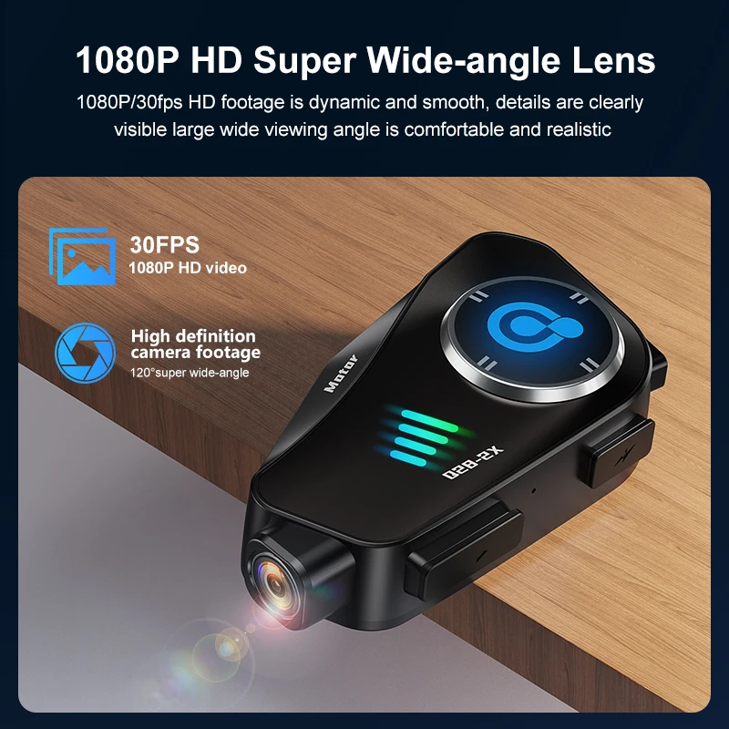 Q28 Motorcycle Helmet Bluetooth Intercom 1080P HD Wireless Camera Super Wide-angle Lens IP66 Waterproof WiFi Video Recorder