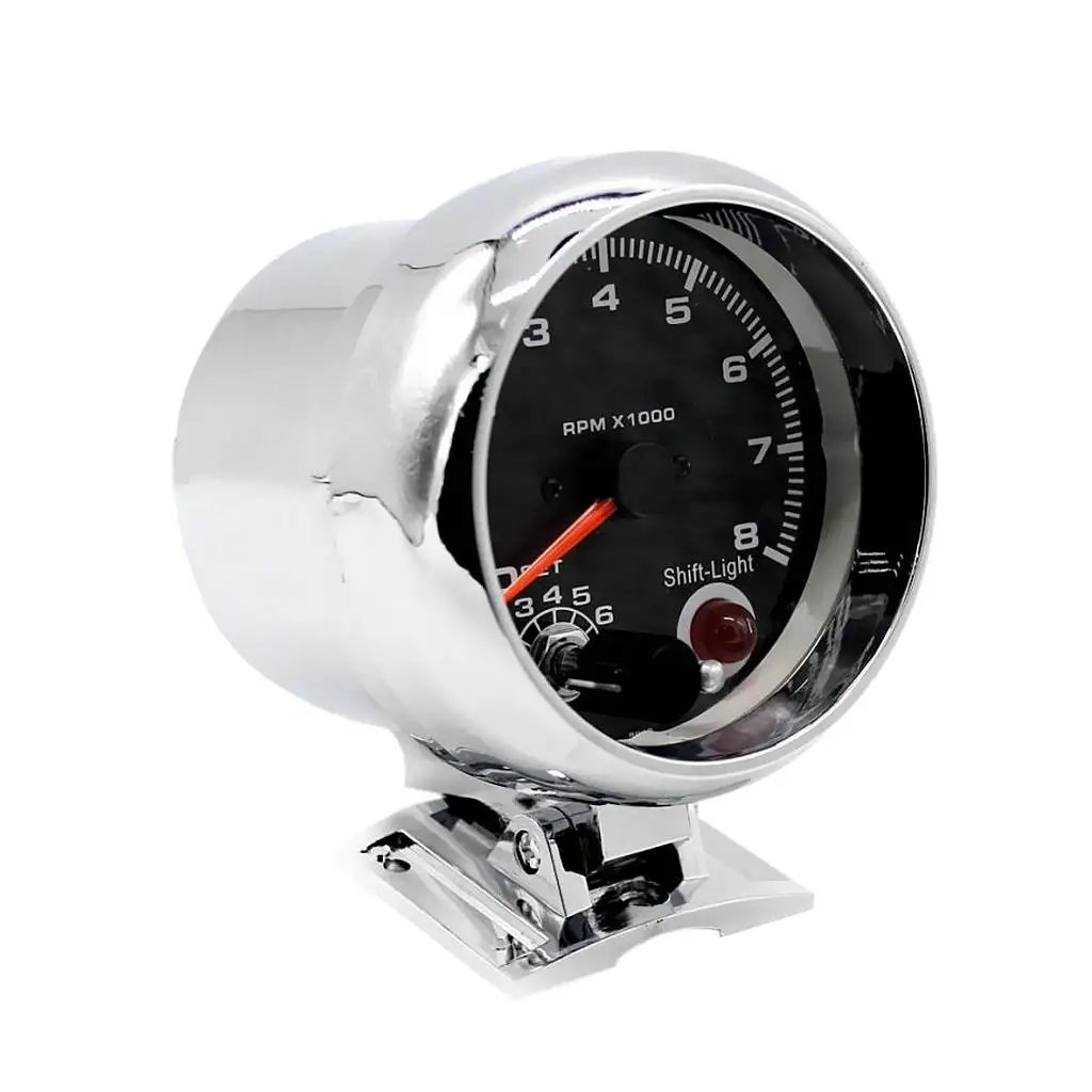 Car Tachometer Gauge 3.75 Inch Adjustable Red LED Shift Light RPM Meter for 4 6 8 Cylinder Petrol Engine