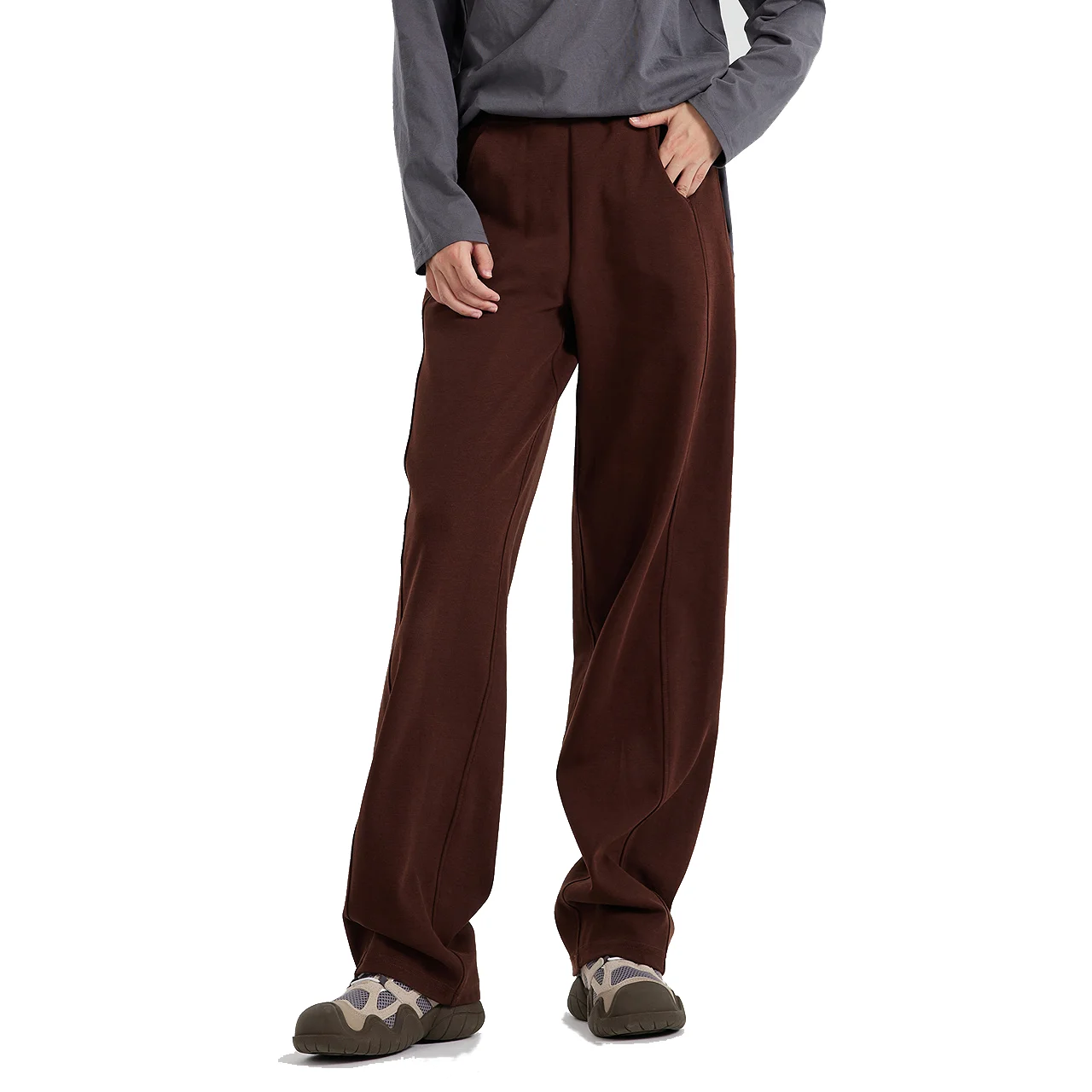 Metersbonwe Women's Loose Straight-Leg Knit Pants High Elastic Waist Solid Color Trousers Commuter Elegant Office Lady Winter