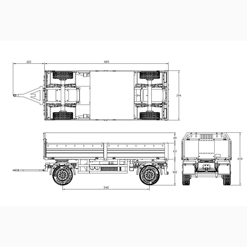 1:14th Scale JXmodel Simulation JX-QG02 Full Trailer KIT 1/14 Model for RC Truck JXmodel Car