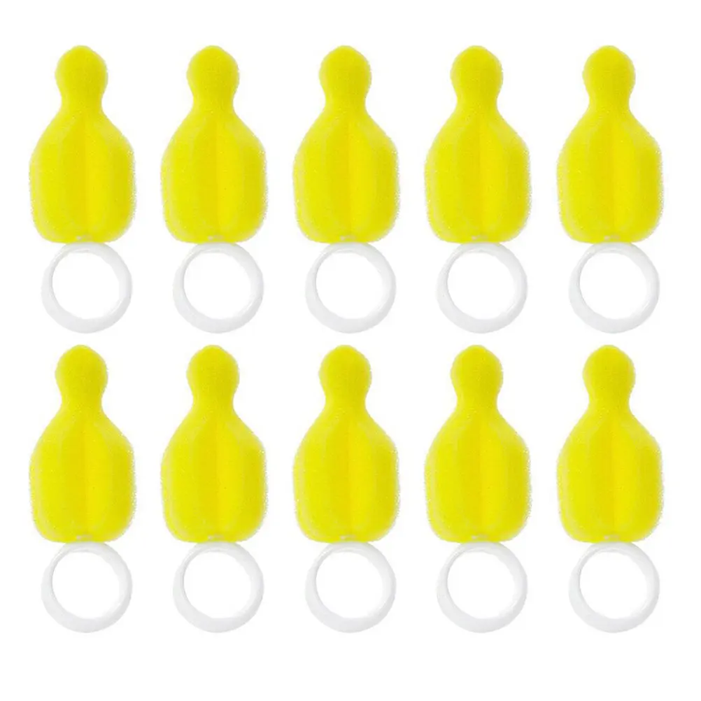 20 piezas de cepillos de limpieza para chupetes de bebé, esponja duradera y suave, color amarillo, portátil, para uso en casa y al aire libre, diseño con orificio para colgar de fácil acceso.