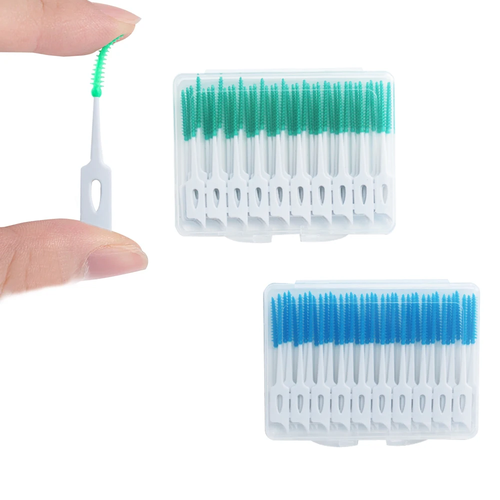 1Box 40Pcs/200Pcs Orthodontic Interdental Brush Elastic Massage Soft Toothpick Oral Care Cleaning Tools
