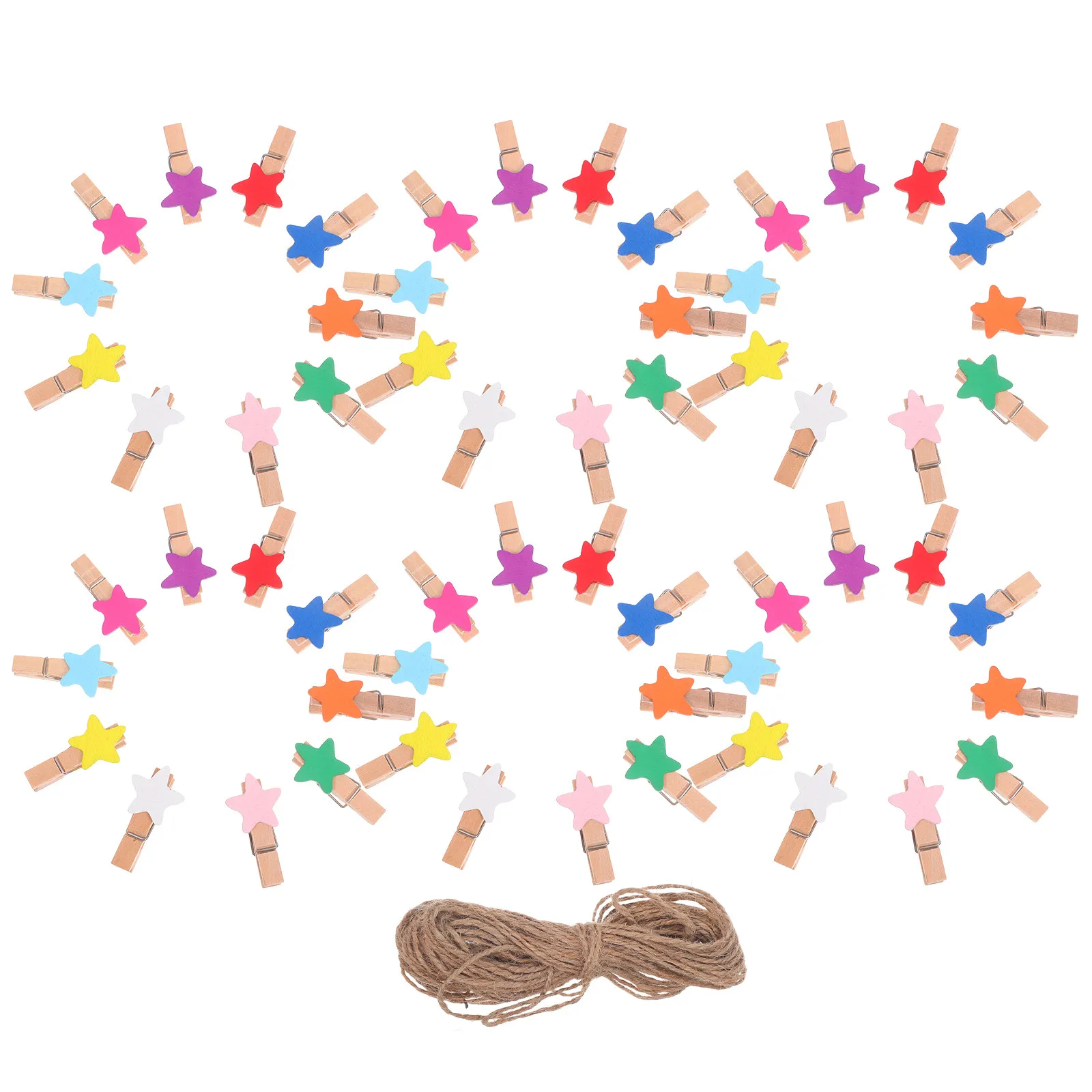 150Pcs Star Wooden Clothespins Mini Decorative Photo Clips for Crafts Laundry Hanging and Party Decor