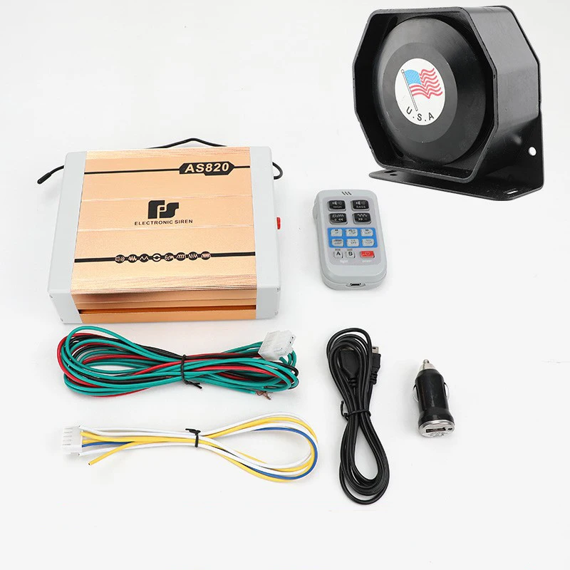 MD  high-power Police Siren PA System , 12V 200W 18 Tone, Microphone Warning Emergency Siren for Vehicles Truck UTV ATV Car