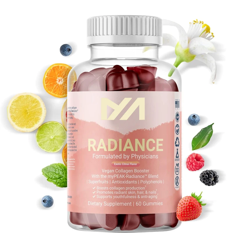 Radiance Vegan Collagen Booster and Superfruit Gummies, Hair Skin and Nails Vitamins for Beauty-60 pills