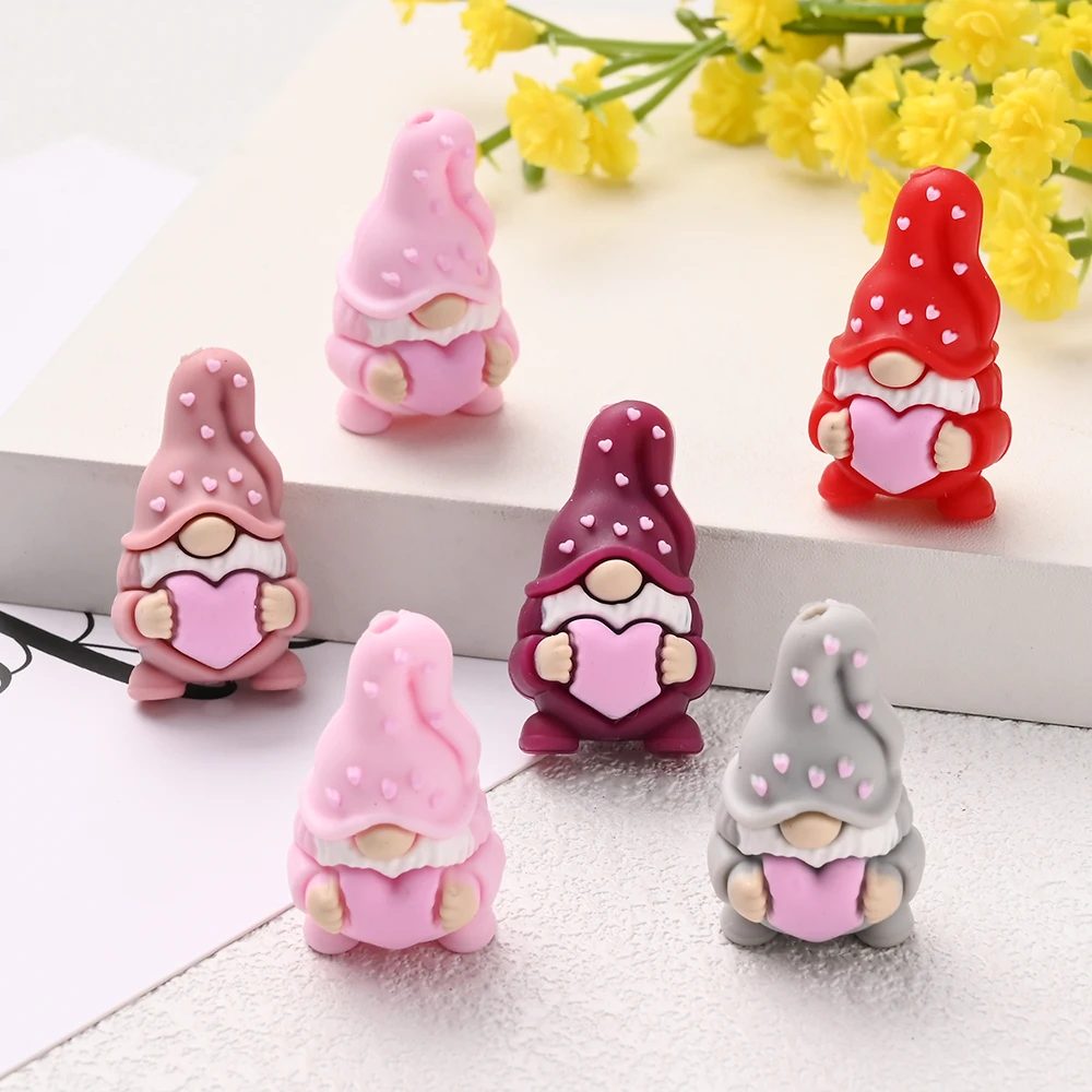 4Pcs Embraced-Heart Dwarf Elderly Shaped Silicone Beads  3D Handmade Focal Beads For DIY Necklaces Jewelry Making Accessories