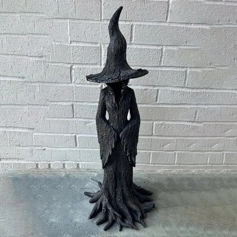 Vintage Witch Statue Resin Craft Tabletop Decor Halloween Gothic Figurine Magician Decor Fantasy Ornament Halloween Decorations