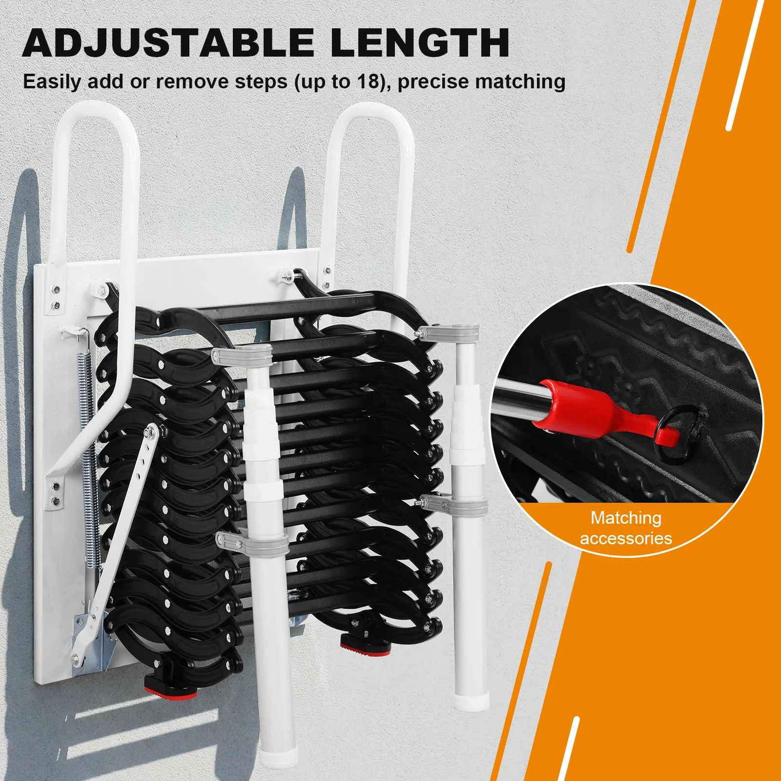 

Телескопическая лестница с 2 поручнями и системой выдвижения, потолочная лестница для чердака, грузоподъемность 660 фунтов, для использования внутри и снаружи помещений