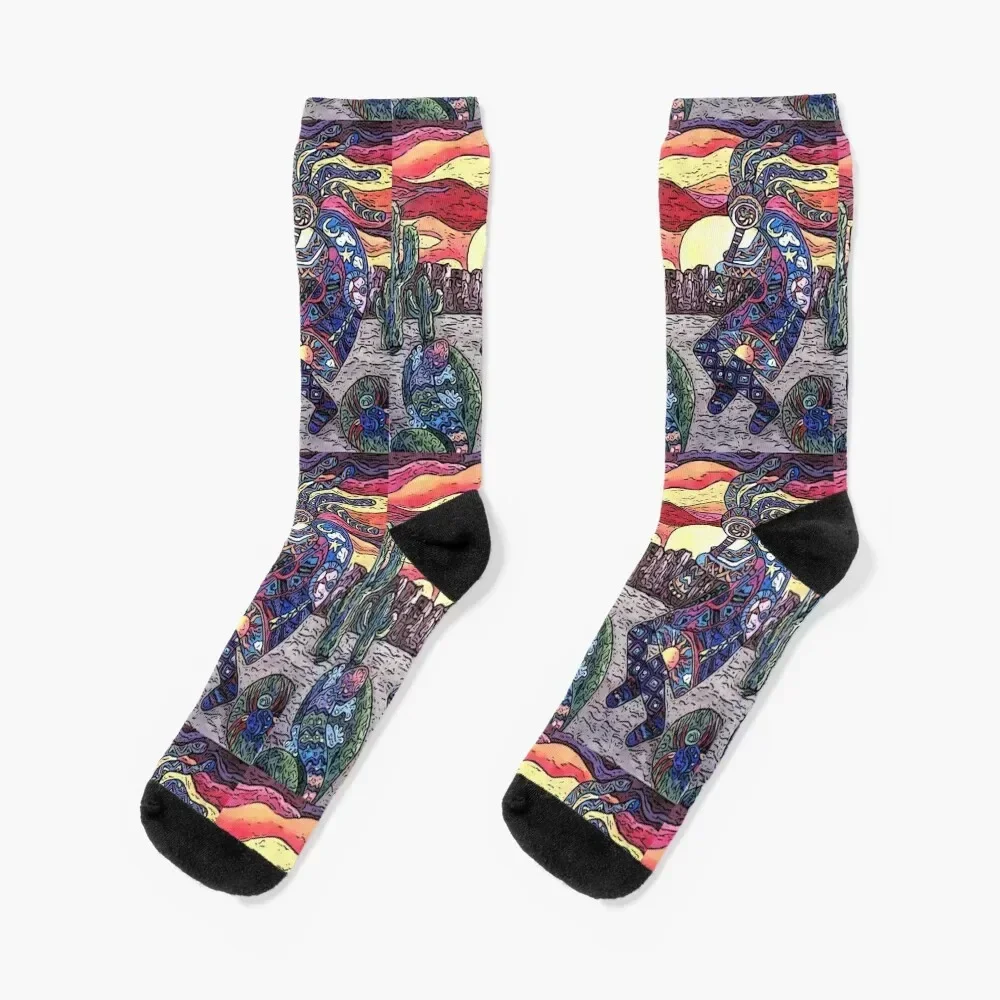 Kokopelli sunset Socks men cotton high quality hiphop Men's Socks Men's Women's