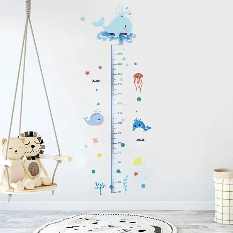 1pc Baby Whale Height Sticker, Home Decoration Wall Sticker, Cute Measurement Height Sticker for Children\'s Room