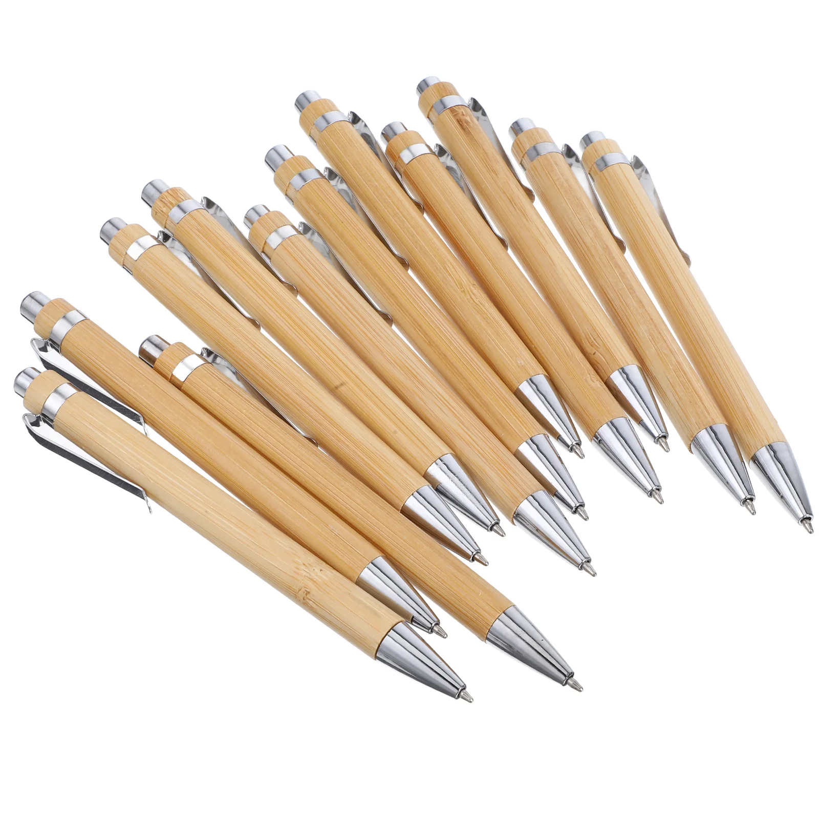 

12pcs Ballpoint Pens Student Ballpoint Pen Student Office Use Smooth Writing Natural Material Retractable Design