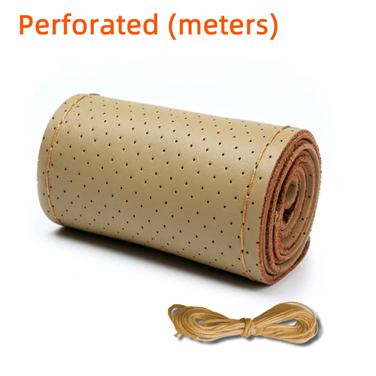 Universeller Leder-Auto-Lenkrad-Stich-On-Wrap-Cover, passend für 38 cm 14 Zoll DIY Nähen, atmungsaktiv und rutschfest, Schwarz, Grau, Beige – Detail 19
