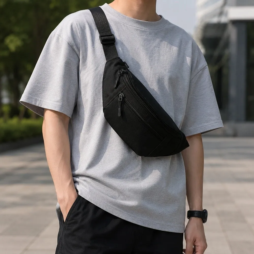 Casual Solid Color Fanny Pack Adjustable Strap Multi-Pocket Waist Pack Large Capacity Hands-Free Wallets Unisex