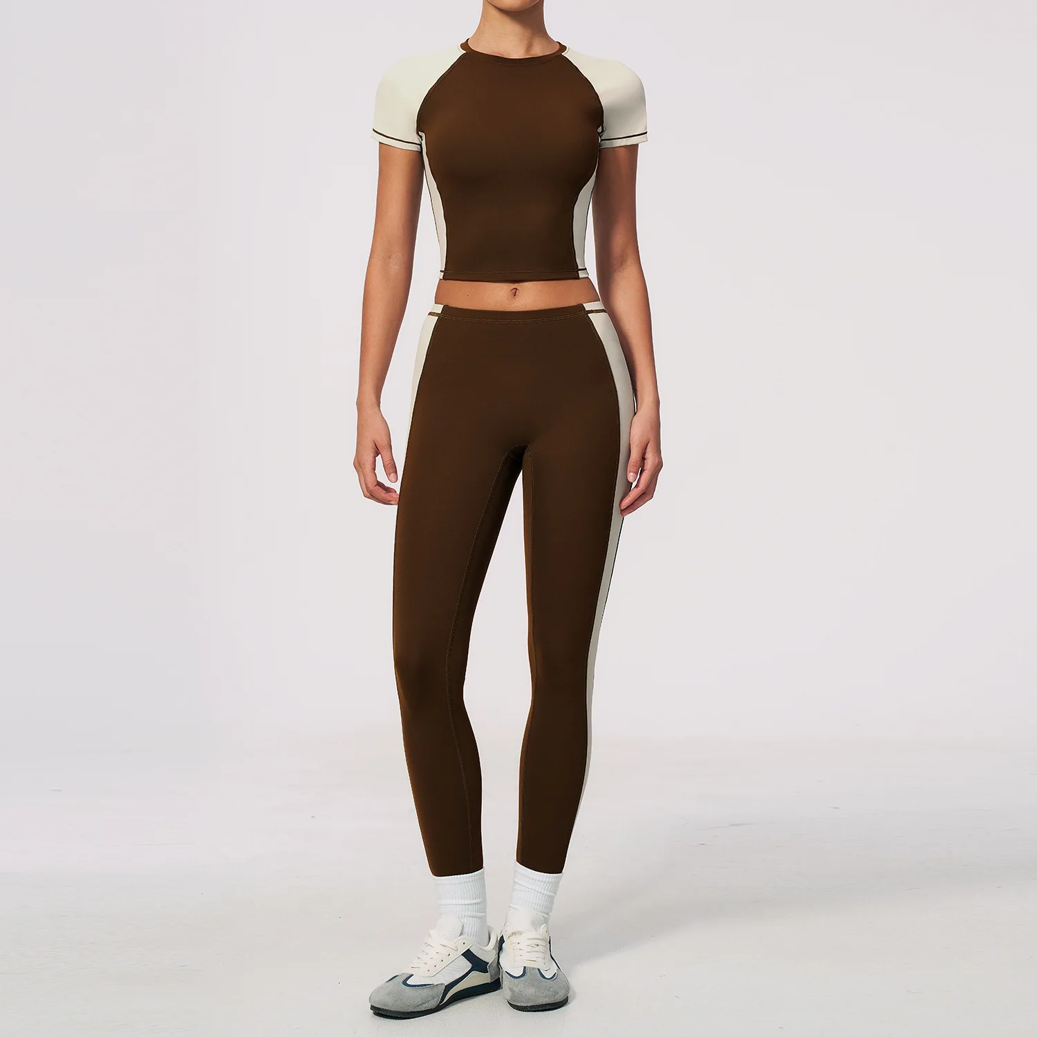 Women Tracksuit 2PCS Yoga Suit Sports Set Gym Set Running Workout Clothes Short Sleeve Sports Bra Athletic Wear Fitness Outfits