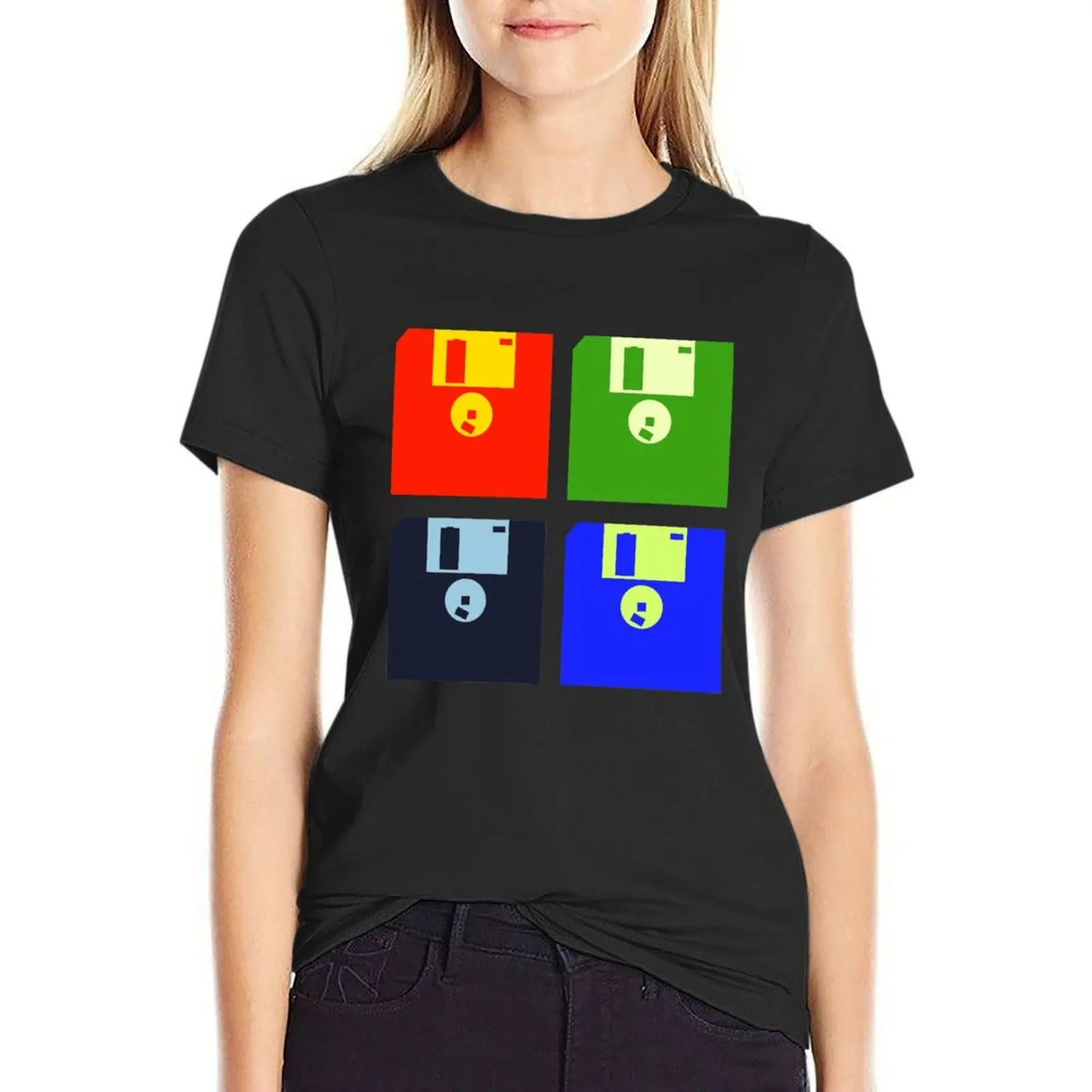 Diskette Pop Art T-Shirt plus sizes Short sleeve tee funnys summer tops tshirts woman