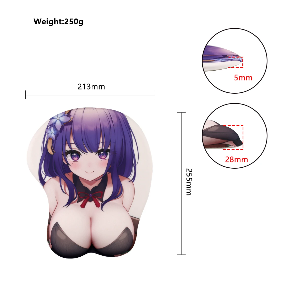 Genshin تأثير الألعاب أنيمي مثير ماوس الوسادة لطيف مانغا الثدي المعصم الراحة ثلاثية الأبعاد Oppai هلام السيليكون حصيرة مكتبية ألعاب ماوس ل DOTA2 #2