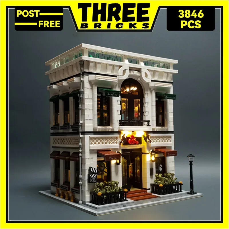 ThreeBricks Moc Building Blocks Architectural Series Model Seafood Restaurant Technology Bricks DIY Toys For Kids Children Gifts