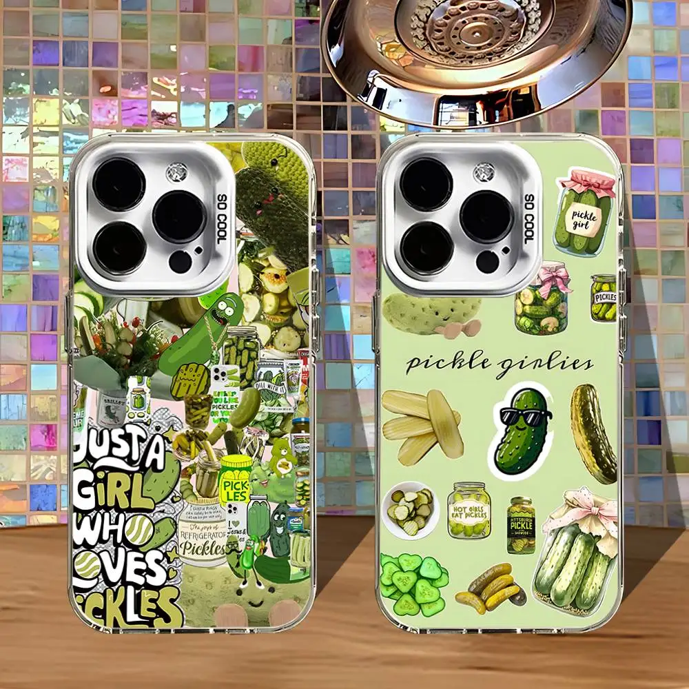 

Pickles Sour Cucumber Collage Phone Case For iPhone 16,15,14,13,12,11,Pro,XS,Max,Plus,Mini,SE4,E White Matte Shockproof Cover