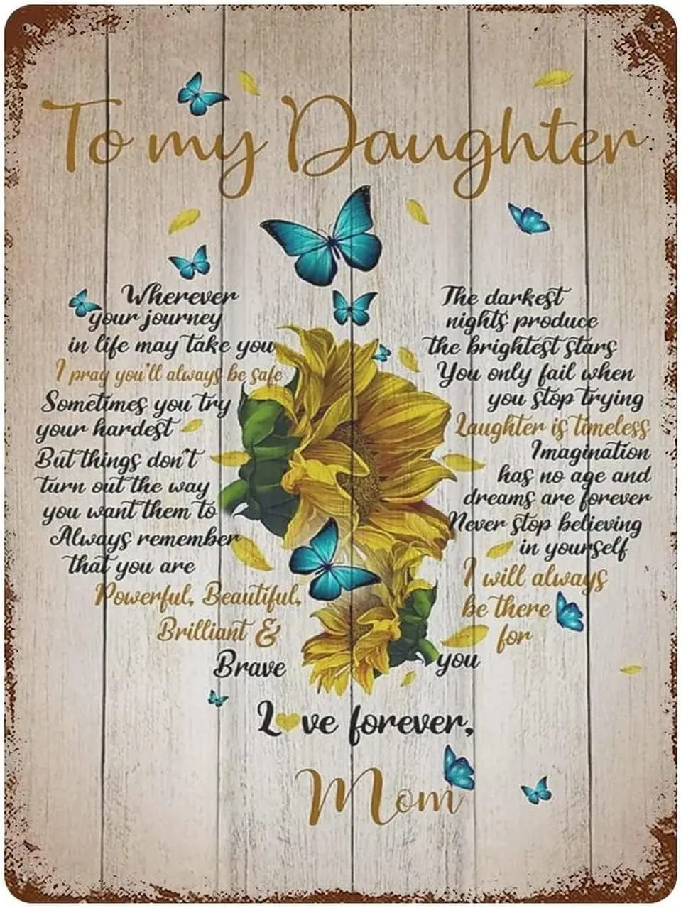 Винтажные металлические знаки для моей дочери, где бы ни производились самые темные ночи в вашем путешествии, могут доставить вам самые яркие звезды Винтажные металлические знаки для моей дочери, где бы ни производились самые темные ночи в вашем путешествии, могут доставить вам самые яркие звезды