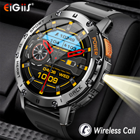 EIGIIS Smart Watch With LED Flashlight New Men's SmartwatchWith Real-Time Activity Tracker Electronic Message/Weather function